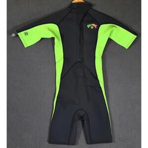 Billabong Youth Absolute 2mm Shorty Wetsuit Size 12 Black Neon Green Surf Swim